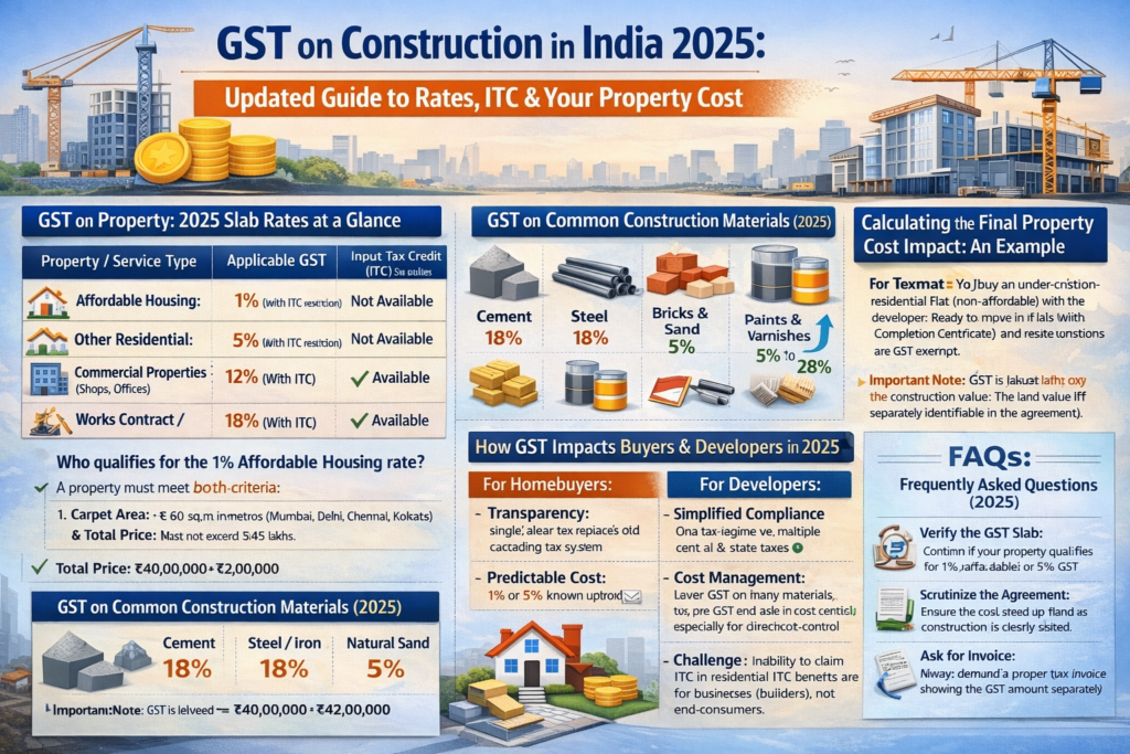 GST on Construction in India 2025: Updated Guide to Rates, ITC & Your Property Cost